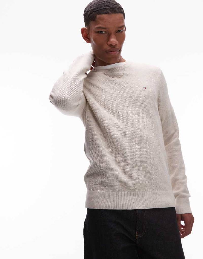 Tommy Hilfiger - Essential - Strukturierter Pullover in Beige meliert-Neutral von Tommy Hilfiger