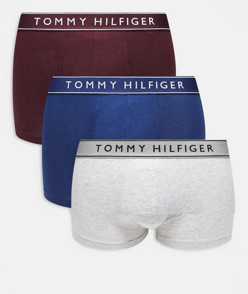 Tommy Hilfiger - Everyday Essentials - 3er-Pack Unterhosen in Grau/Marineblau/Burgunderrot-Bunt von Tommy Hilfiger