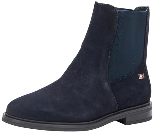 Tommy Hilfiger Damen Chelsea Boots Flag Suede Flach, Blau (Space Blue), 36 von Tommy Hilfiger