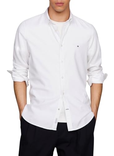 Tommy Hilfiger FLEX DOBBY SF SHIRT Bomberjacke Herren, Weiß (Optic White), S von Tommy Hilfiger