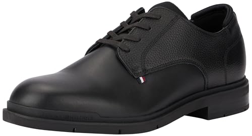 Tommy Hilfiger Herren Derby Schuhe Flexible Leather aus Narbenleder, Schwarz (Black), 40 von Tommy Hilfiger