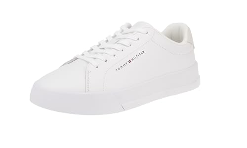 Tommy Hilfiger FM0FM04971 Court Leather- Herren Schuhe Sneaker - YBS-White, Größe:48 EU von Tommy Hilfiger