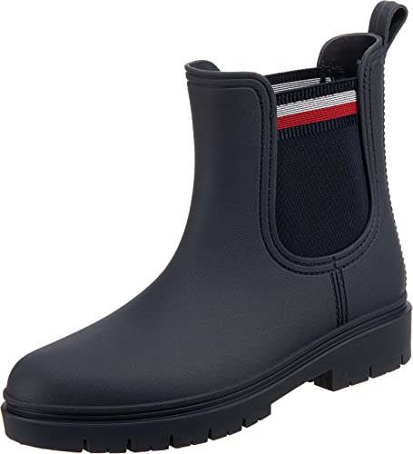 Tommy Hilfiger Damen RAIN Boot Ankle Elastic FW0FW06774 Regenstiefel, Blau (Desert Sky), 39 EU von Tommy Hilfiger