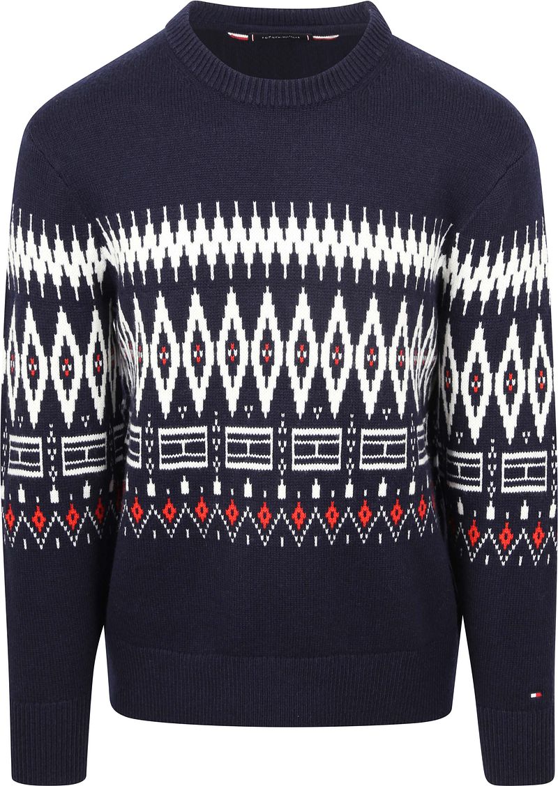 Tommy Hilfiger Fairisle Pullover Druck Navy - Größe XL von Tommy Hilfiger