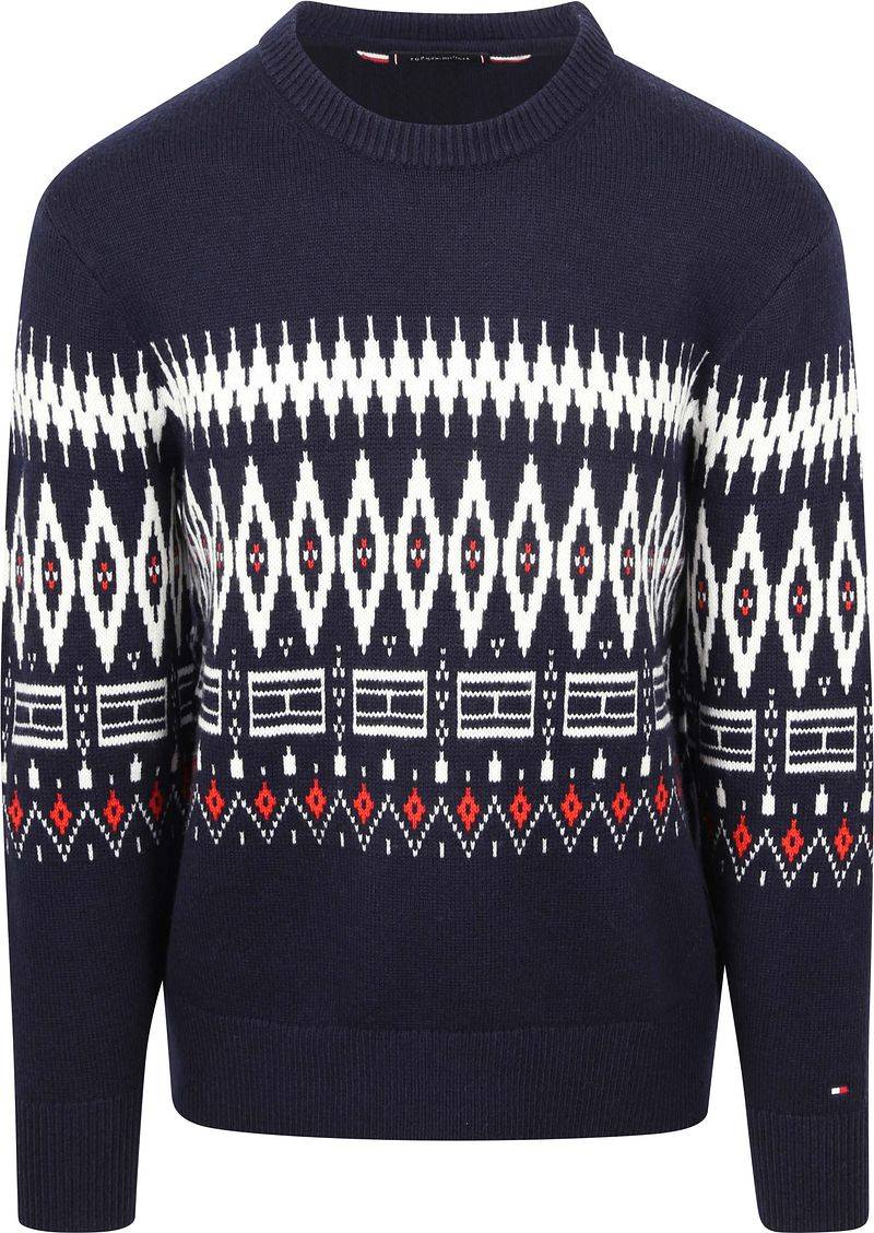 Tommy Hilfiger Fairisle Pullover Druck Navy - Größe XL von Tommy Hilfiger