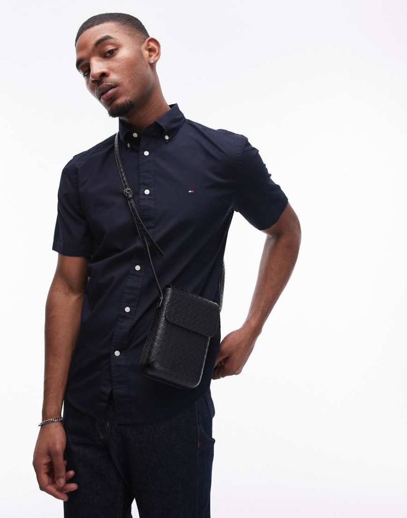 Tommy Hilfiger - Flex - Kurzärmliges Hemd aus Popeline in Marineblau von Tommy Hilfiger