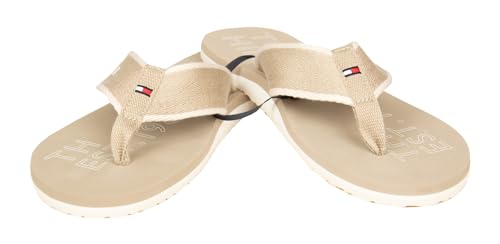 Tommy Hilfiger Flip-Flops für Herren Strandbad-Hausschuh mit Spitze aus Beachwear-Stoff Artikel XM0XM02885, AEP Stone, 42 von Tommy Hilfiger