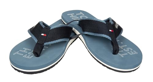 Tommy Hilfiger Flip-Flops für Herren Strandbad-Hausschuh mit Spitze aus Beachwear-Stoff Artikel XM0XM02885, DBX Blur coast, 41 von Tommy Hilfiger