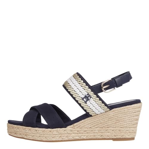 Tommy Hilfiger GOLDEN Webbing MID Wedge Blau 39 von Tommy Hilfiger