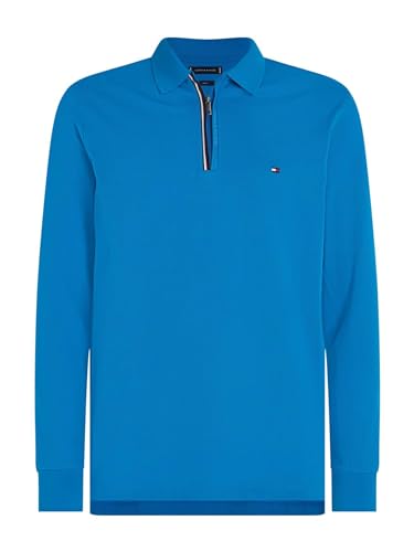 Tommy Hilfiger GS ZIP RWB TIPPED L/S SLIM POLO, blau(blue), Gr. L von Tommy Hilfiger