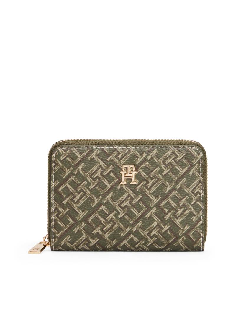 Tommy Hilfiger Geldbörse "TH ICON COMP ZA MONO PRINT", Damen Geldbeutel, Portemonnaie mit Kontrastnaht von Tommy Hilfiger