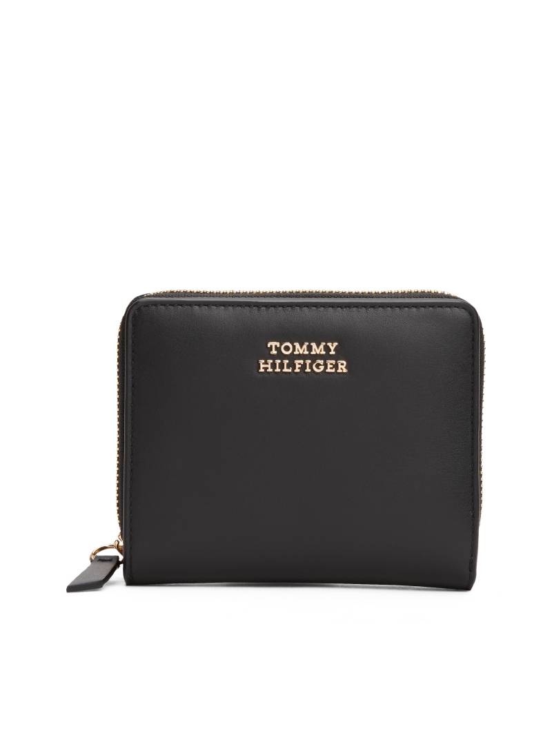 Tommy Hilfiger Geldbörse "TH LEATHER SLG MED ZA FLAP", Damen-Geldbeute, Portemonnaie mit goldenem Logo-Schriftzug von Tommy Hilfiger