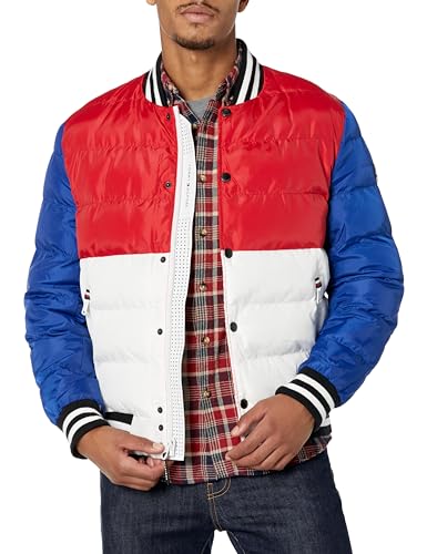 Tommy Hilfiger Gesteppte Varsity Puffer-Bomberjacke für Herren, Bright Combo, S von Tommy Hilfiger