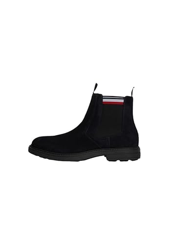 Tommy Hilfiger Herren Chelsea Boots aus Wildleder, Blau (Desert Sky), 46 von Tommy Hilfiger