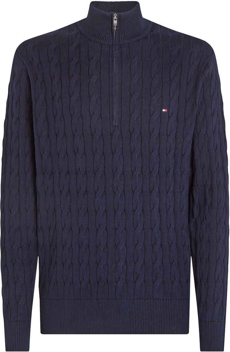 Tommy Hilfiger Half Zip Pullover Cable Navy - Größe XL von Tommy Hilfiger