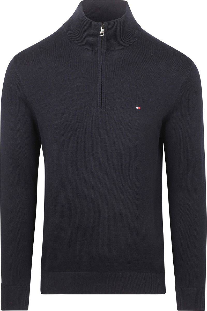 Tommy Hilfiger Half Zip Pullover Essential Navy - Größe M von Tommy Hilfiger
