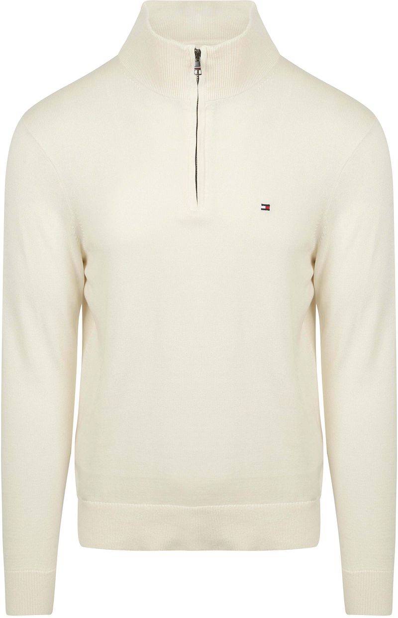 Tommy Hilfiger Half Zip Pullover Essential Off White - Größe XXL von Tommy Hilfiger