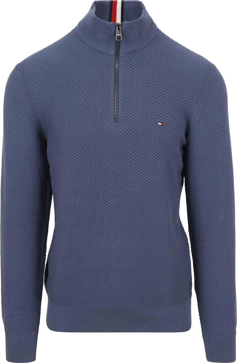 Tommy Hilfiger Half Zip Pullover Struktur Blau - Größe XXL von Tommy Hilfiger