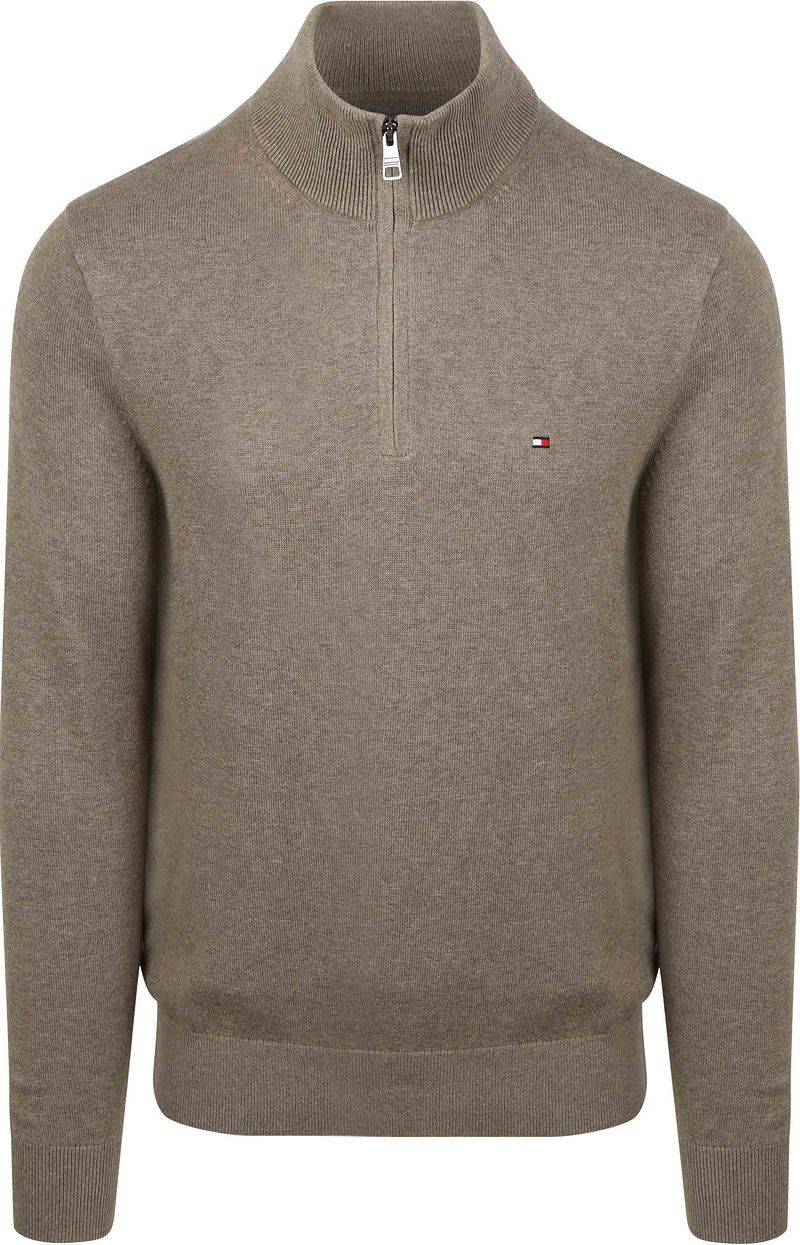 Tommy Hilfiger Half Zip Pullover Taupe - Größe L von Tommy Hilfiger