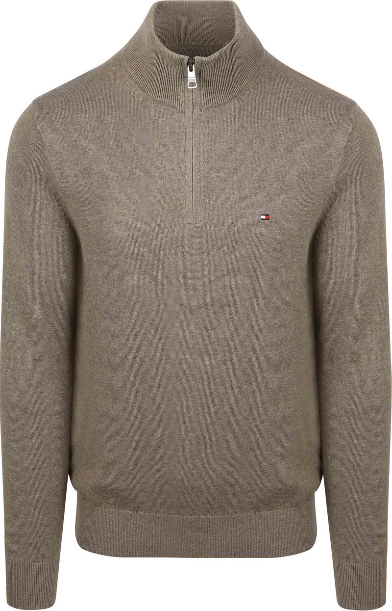 Tommy Hilfiger Half Zip Pullover Taupe - Größe XL von Tommy Hilfiger