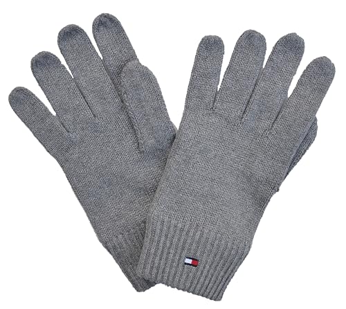 Tommy Hilfiger Handschuhe Essential Flag Gloves Baumwolle Kaschmir Grau One Size von Tommy Hilfiger