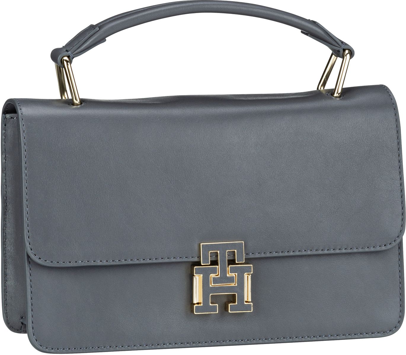 Tommy Hilfiger Pushlock Leather Crossover FA23  in Grau (3.2 Liter), Handtasche von Tommy Hilfiger