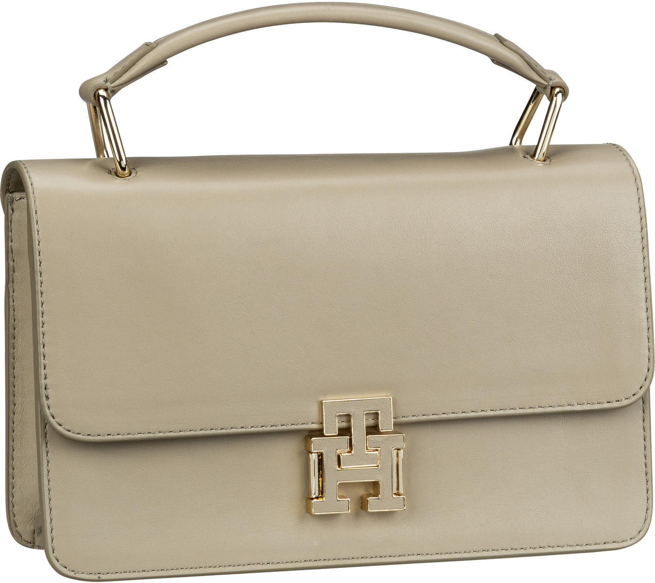 Tommy Hilfiger Pushlock Leather Crossover FA23  in Beige (3.2 Liter), Handtasche von Tommy Hilfiger