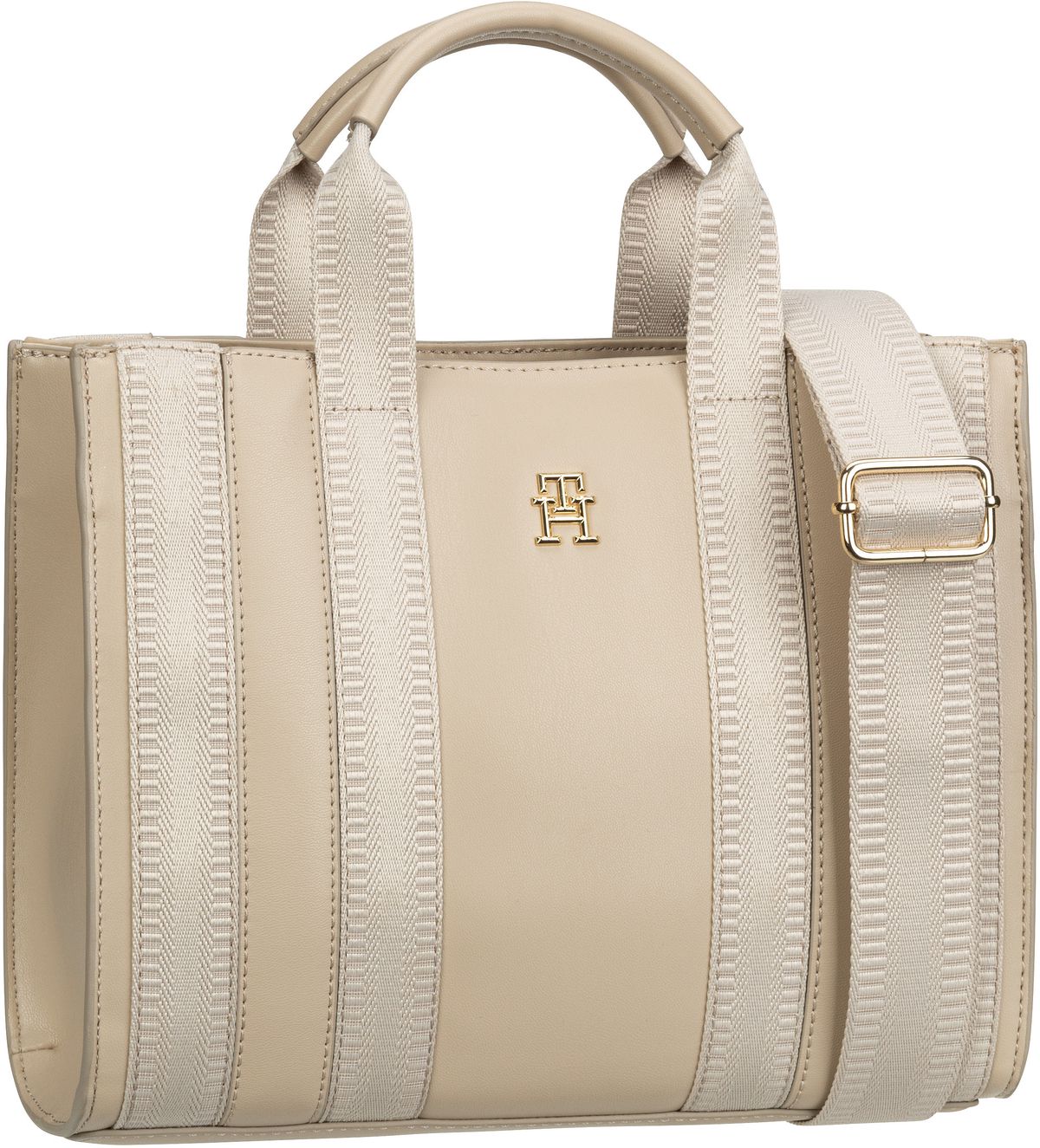 Tommy Hilfiger TH Identity Small Tote FA23  in Beige (6.1 Liter), Handtasche von Tommy Hilfiger