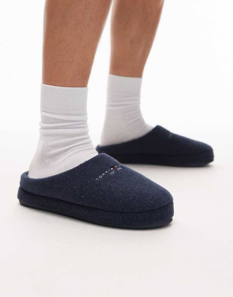 Tommy Hilfiger - Hausschuhe in Marineblau mit linearem Flag-Logo von Tommy Hilfiger