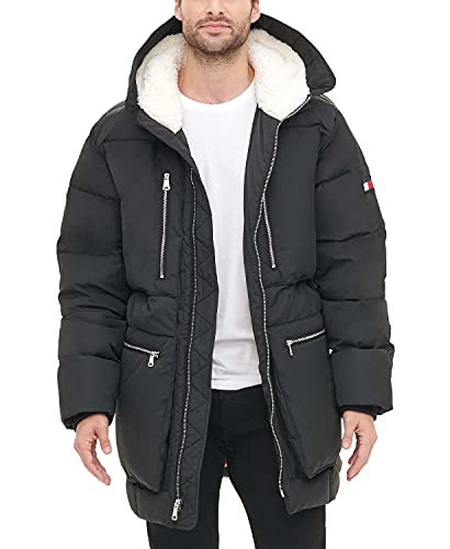 Tommy Hilfiger Heavyweight Quilted Sherpa Hooded Parka für Herren, Marineblau, XL von Tommy Hilfiger