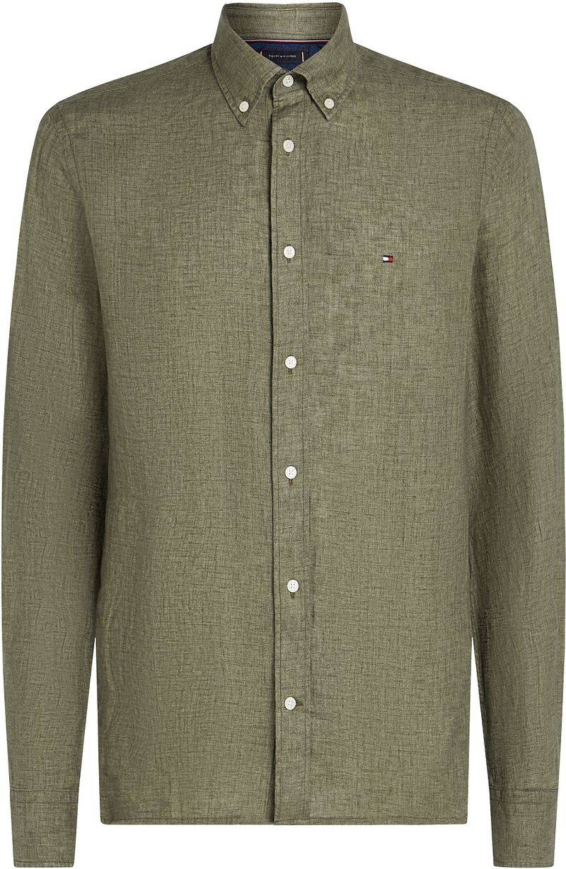 Tommy Hilfiger Hemd Leinen Army - Größe L von Tommy Hilfiger