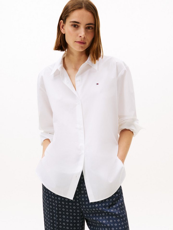 Tommy Hilfiger Hemdbluse ESS POPLIN EASY FIT SHIRT mit abgerundetem Saum von Tommy Hilfiger