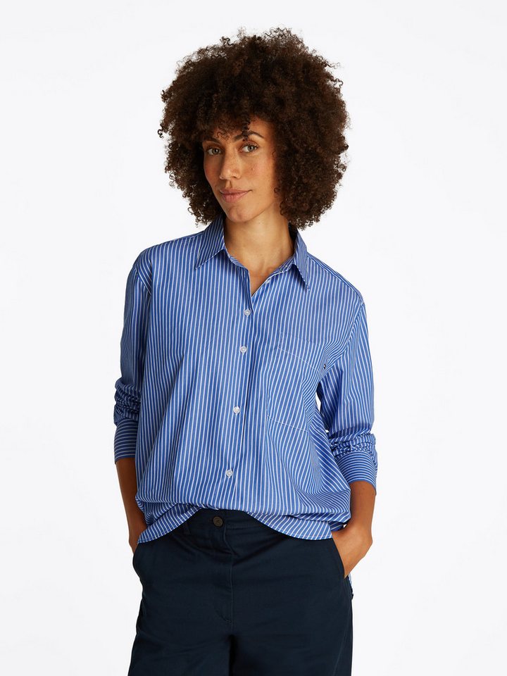 Tommy Hilfiger Hemdbluse ESS POPLIN EASY FIT SHIRT mit abgerundetem Saum von Tommy Hilfiger