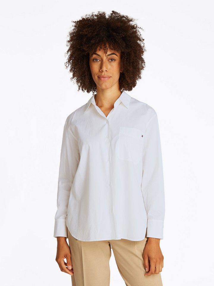 Tommy Hilfiger Hemdbluse ESS POPLIN EASY FIT SHIRT mit abgerundetem Saum von Tommy Hilfiger