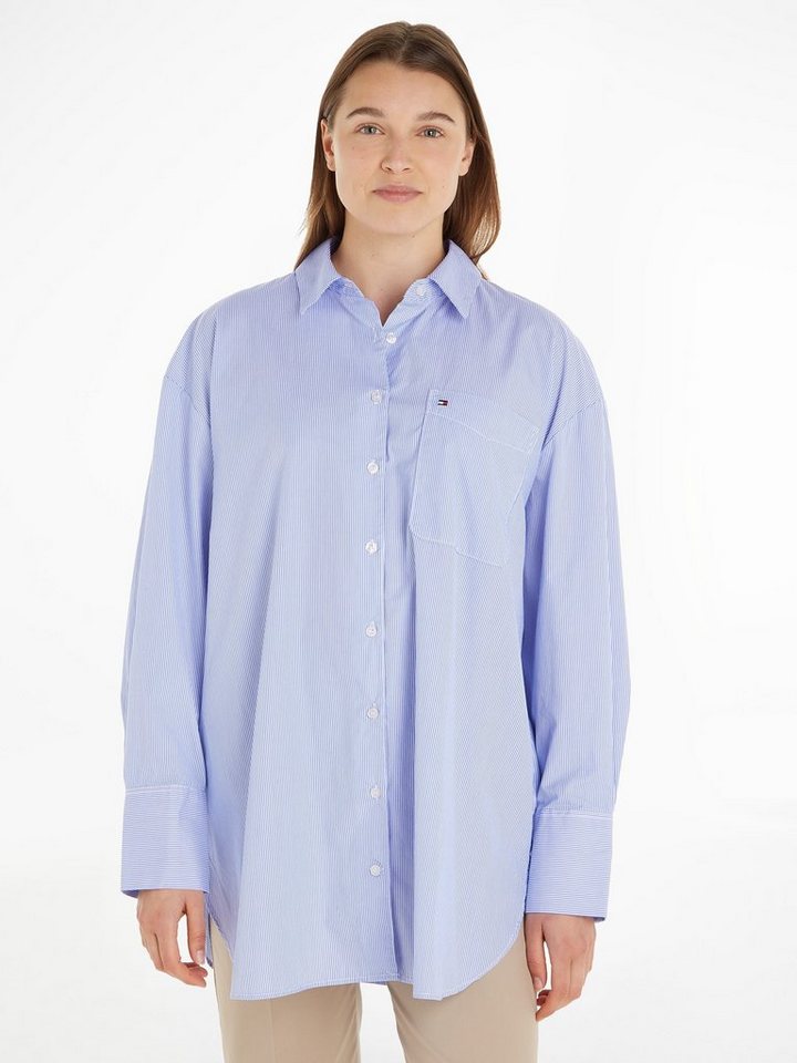 Tommy Hilfiger Hemdbluse ESSENTIAL STP LOOSE FIT SHIRT mit Logostickerei von Tommy Hilfiger
