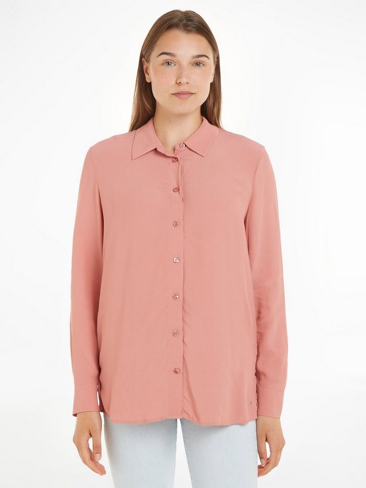 Tommy Hilfiger Hemdbluse FLUID VIS CREPE REGULAR SHIRT LS mit Seitenschlitzen von Tommy Hilfiger