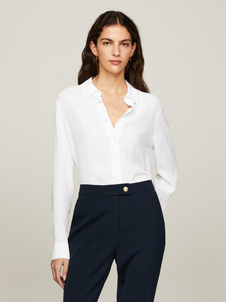 Tommy Hilfiger Hemdbluse FLUID VIS CREPE REGULAR SHIRT LS mit Seitenschlitzen von Tommy Hilfiger