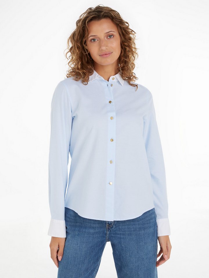 Tommy Hilfiger Hemdbluse GOLD BUTTON REGULAR LS SHIRT mit goldfarbenen Knopf von Tommy Hilfiger