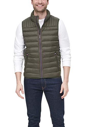 Tommy Hilfiger Herren Lightweight Packable Puffer Vest Daunenweste, Oliv/Blatt für Mich (Leaf It to Me), L von Tommy Hilfiger
