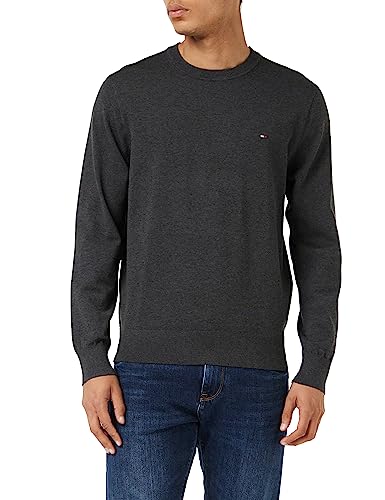 Tommy Hilfiger Herren Pullover Crew Neck Sweater Strickpullover, Grau (Dark Grey Heather Huafu), 3XL von Tommy Hilfiger