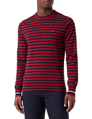 Tommy Hilfiger Herren Pullover 1985 ohne Kapuze, Rot (Regatta Red/Desert Sky Stripe), S von Tommy Hilfiger