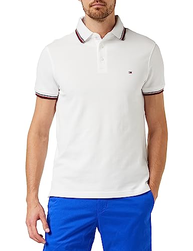 Tommy Hilfiger Herren Poloshirt Kurzarm 1985 Rwb Tipped Slim Polo Slim Fit, Weiß (White), L von Tommy Hilfiger