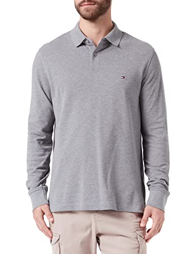 Tommy Hilfiger Herren 1985 Regular LS Polo MW0MW20183 Langarm Poloshirts, Grau (Medium Grey Heather), M von Tommy Hilfiger