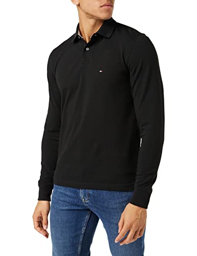 Tommy Hilfiger Herren Poloshirt Langarm Regular Basic, Schwarz (Black), XS von Tommy Hilfiger