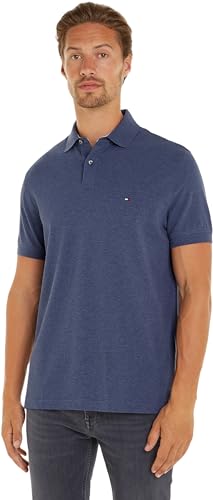 Tommy Hilfiger Herren Poloshirt Kurzarm 1985 Regular Fit, Blau (Denim Heather), XXL von Tommy Hilfiger