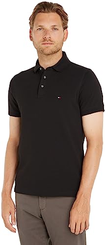 Tommy Hilfiger Herren Poloshirt Kurzarm 1985 Slim Slim Fit, Schwarz (Black), 3XL von Tommy Hilfiger