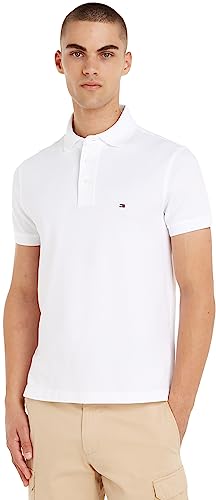 Tommy Hilfiger Herren Poloshirt Kurzarm 1985 Slim Slim Fit, Weiß (White), M von Tommy Hilfiger