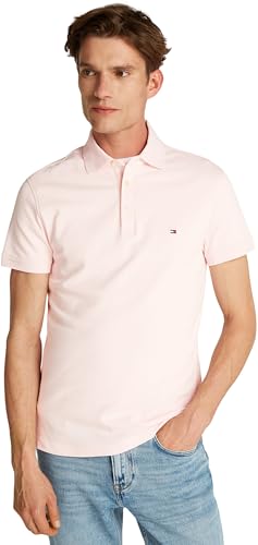 Tommy Hilfiger Herren Poloshirt Kurzarm 1985 Slim Fit, Rosa (Light Pink), XL von Tommy Hilfiger