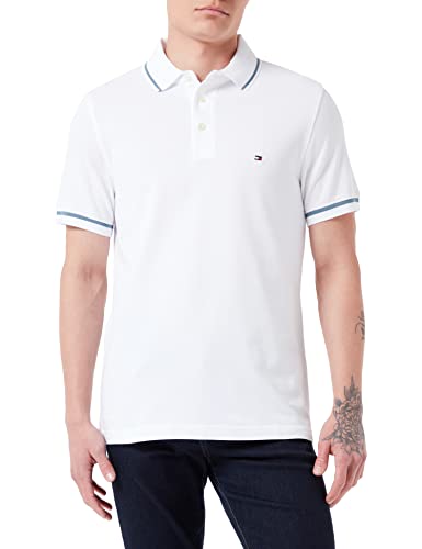 Tommy Hilfiger Herren 1985 Tipped Slim Polo Hemd, White, XS von Tommy Hilfiger