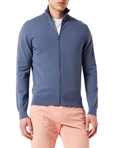 Tommy Hilfiger Herren 1985 Zip Through MW0MW22747 Strickjacken, Blau (Faded Indigo), XL von Tommy Hilfiger